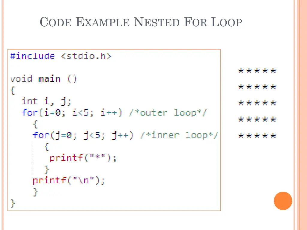 c ode e xample n ested f or l oop 1