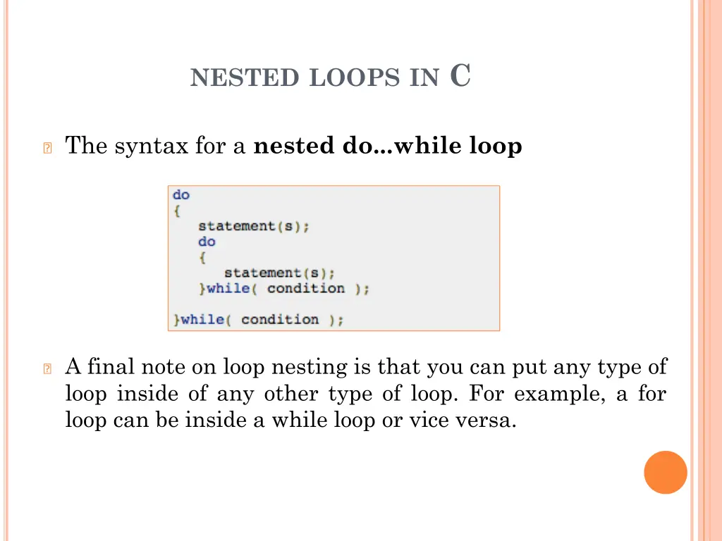 nested loops in c 1