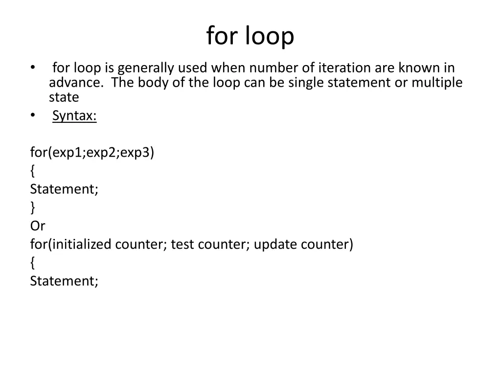 for loop
