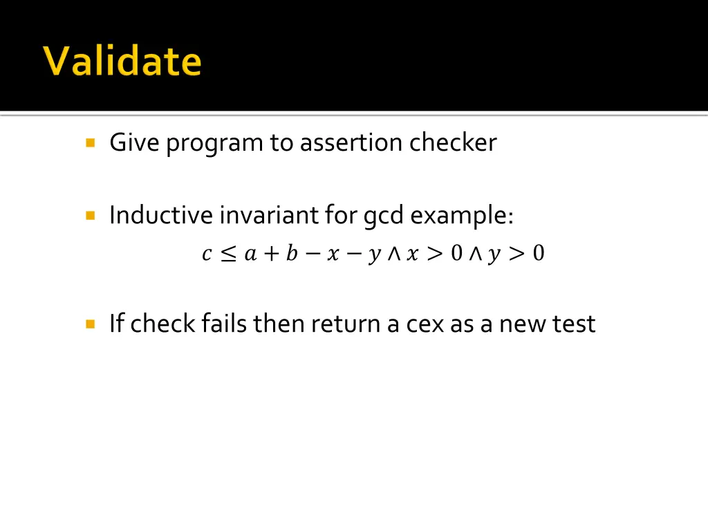 give program to assertion checker