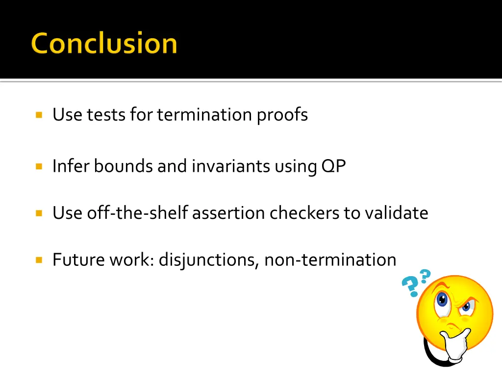 use tests for termination proofs