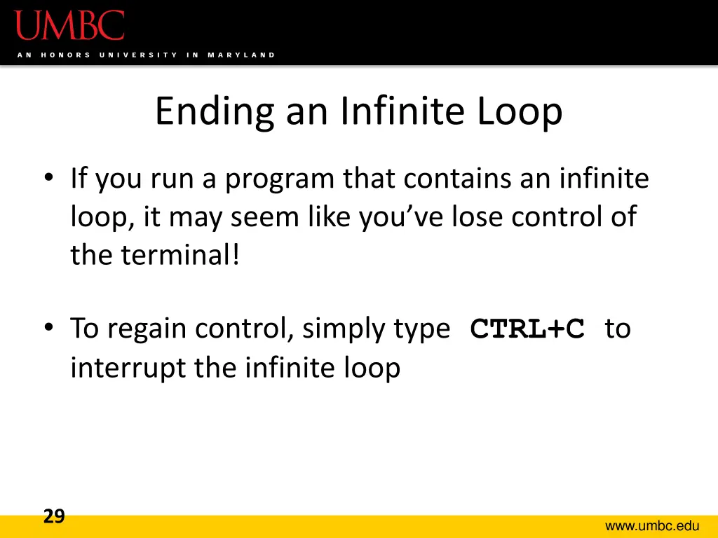 ending an infinite loop