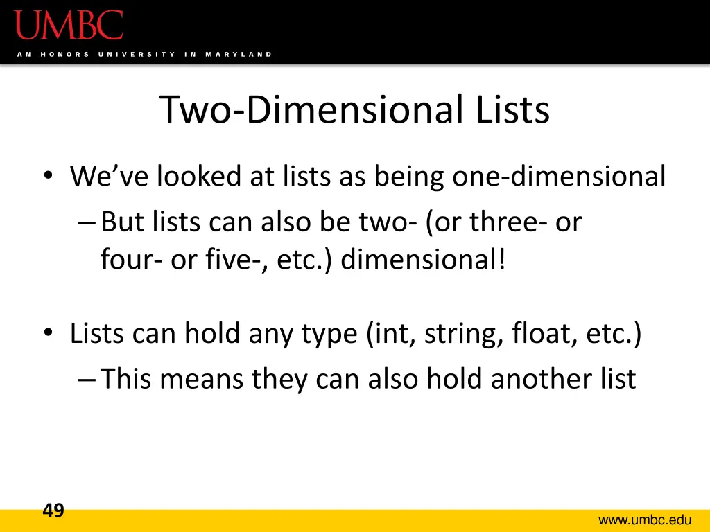 two dimensional lists 1