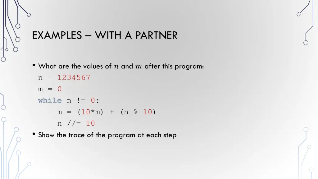 examples with a partner