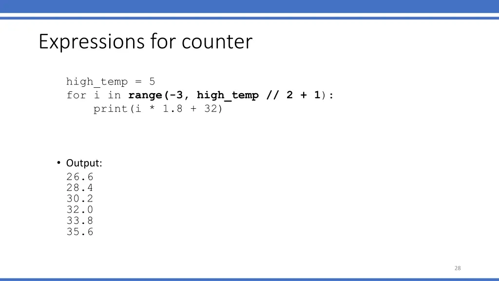 expressions for counter