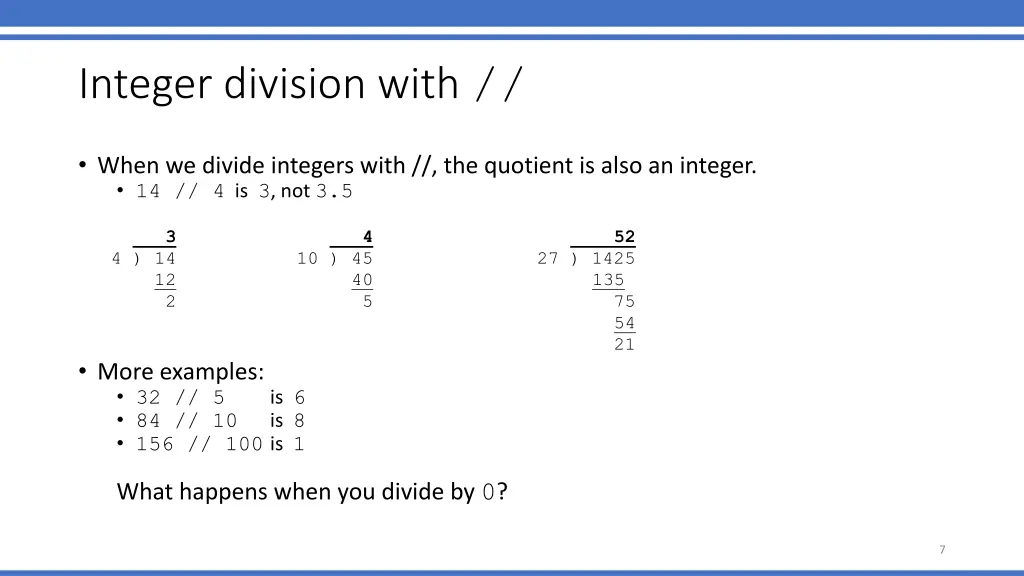 integer division with