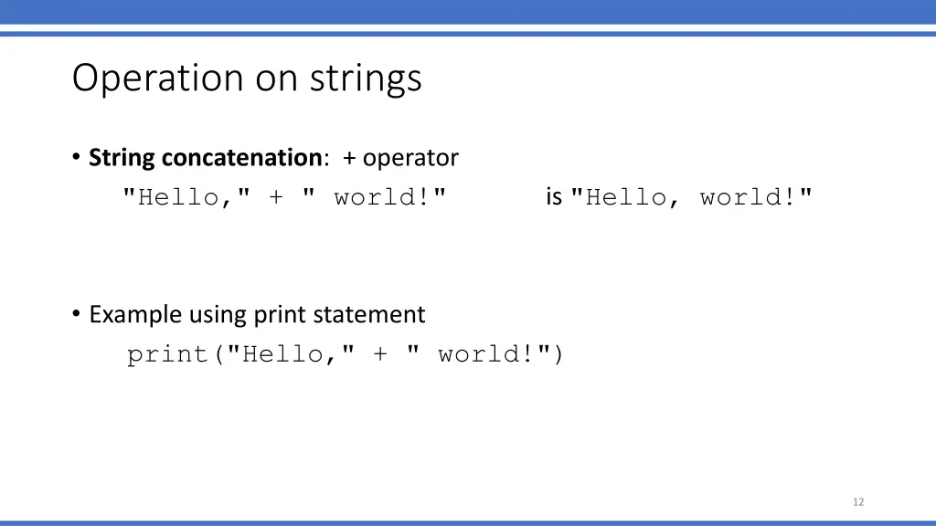 operation on strings