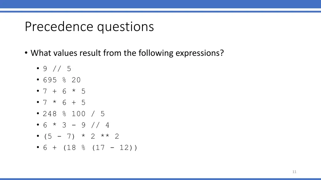 precedence questions