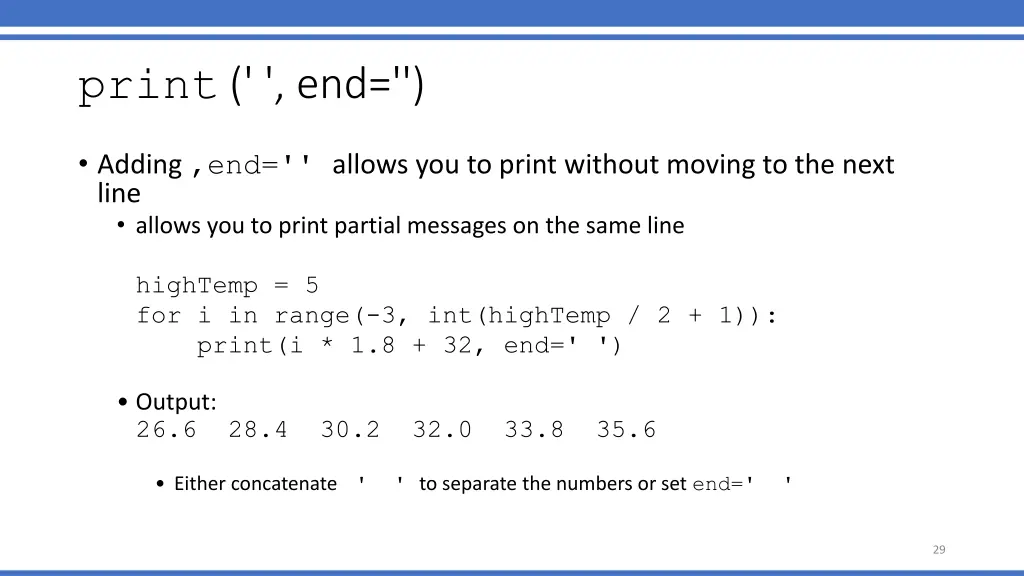 print end
