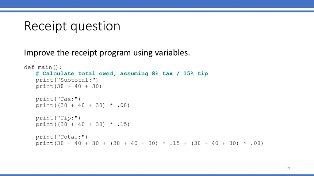 receipt question