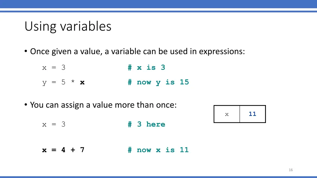using variables