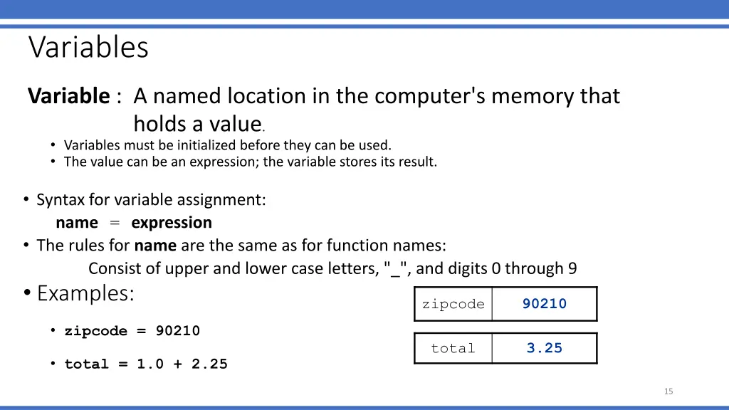 variables 1