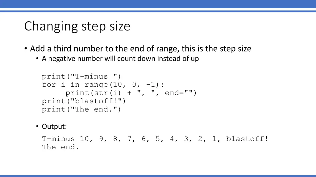 changing step size