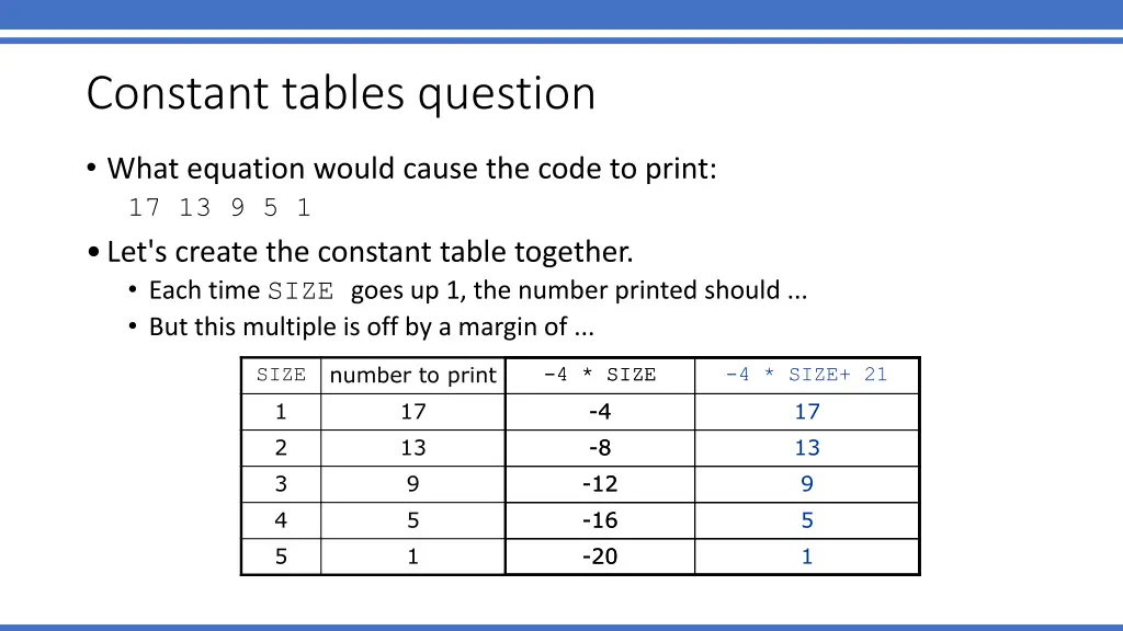 constant tables question
