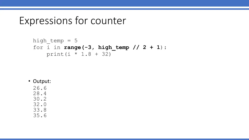 expressions for counter