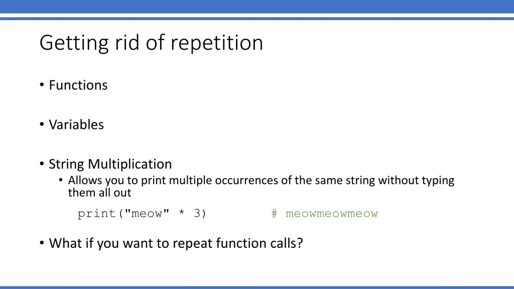 getting rid of repetition