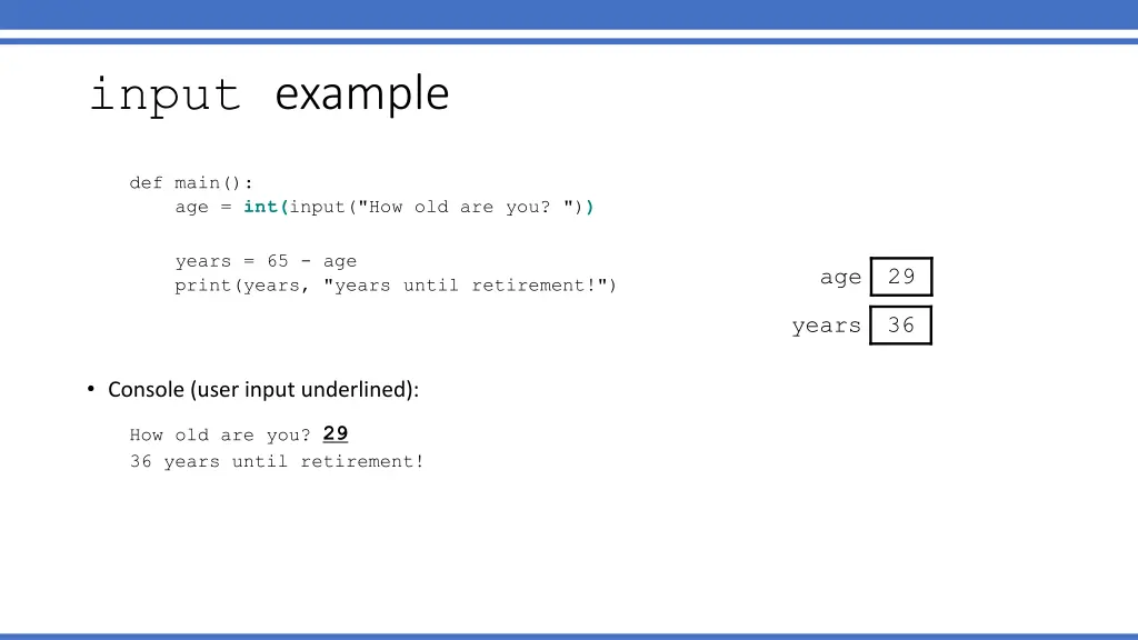 input example 1