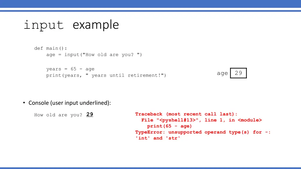 input example