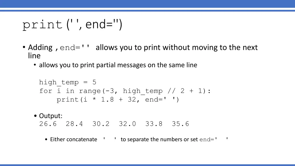 print end