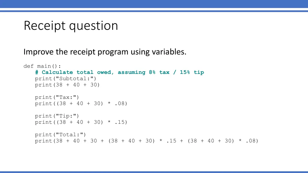 receipt question