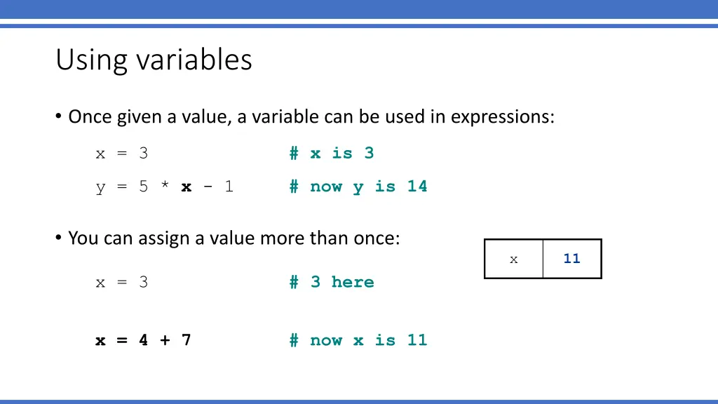 using variables