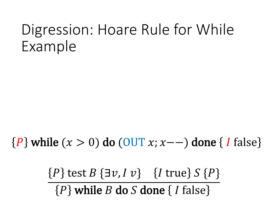 digression hoare rule for while example 1