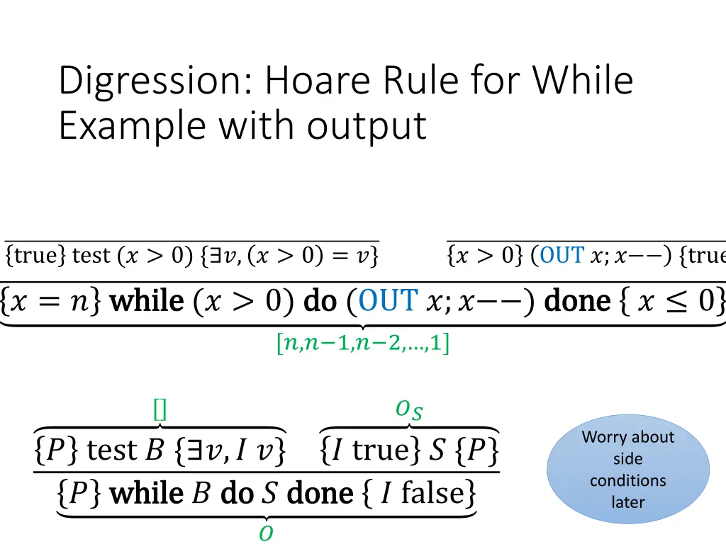 digression hoare rule for while example with