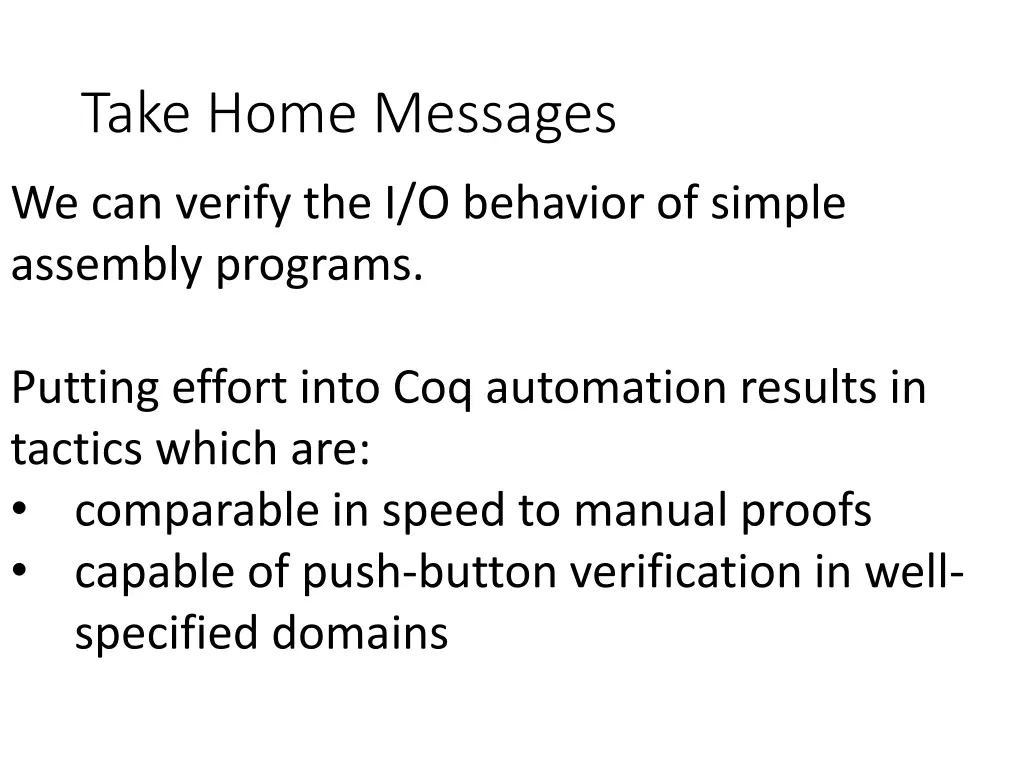 take home messages
