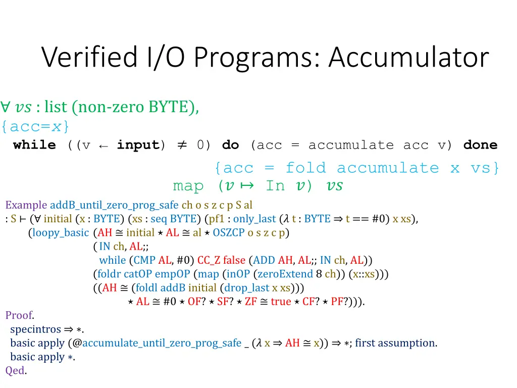 verified i o programs accumulator
