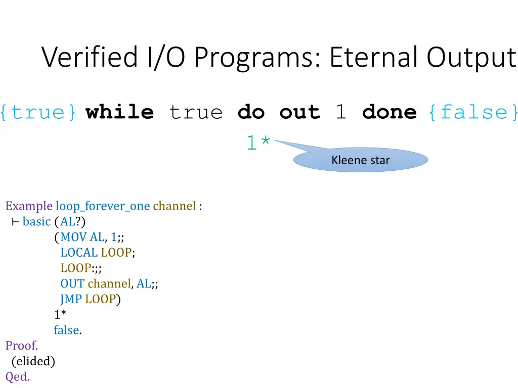 verified i o programs eternal output