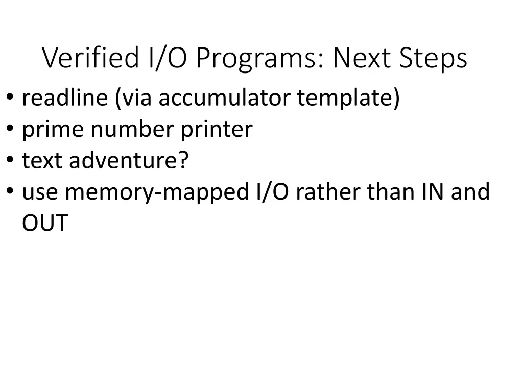 verified i o programs next steps readline