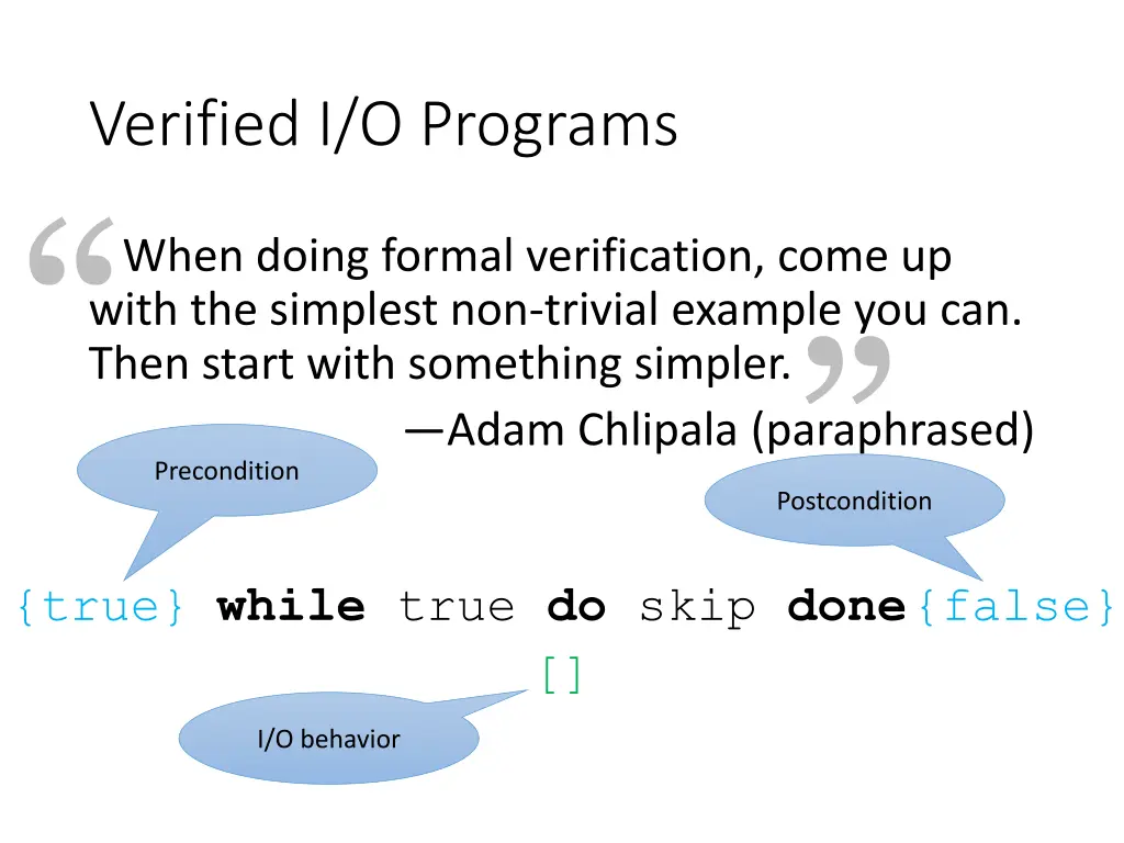 verified i o programs precondition