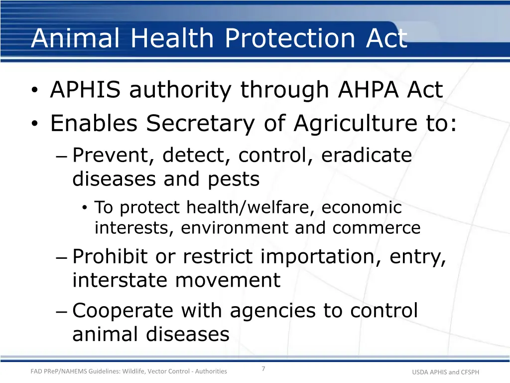 animal health protection act