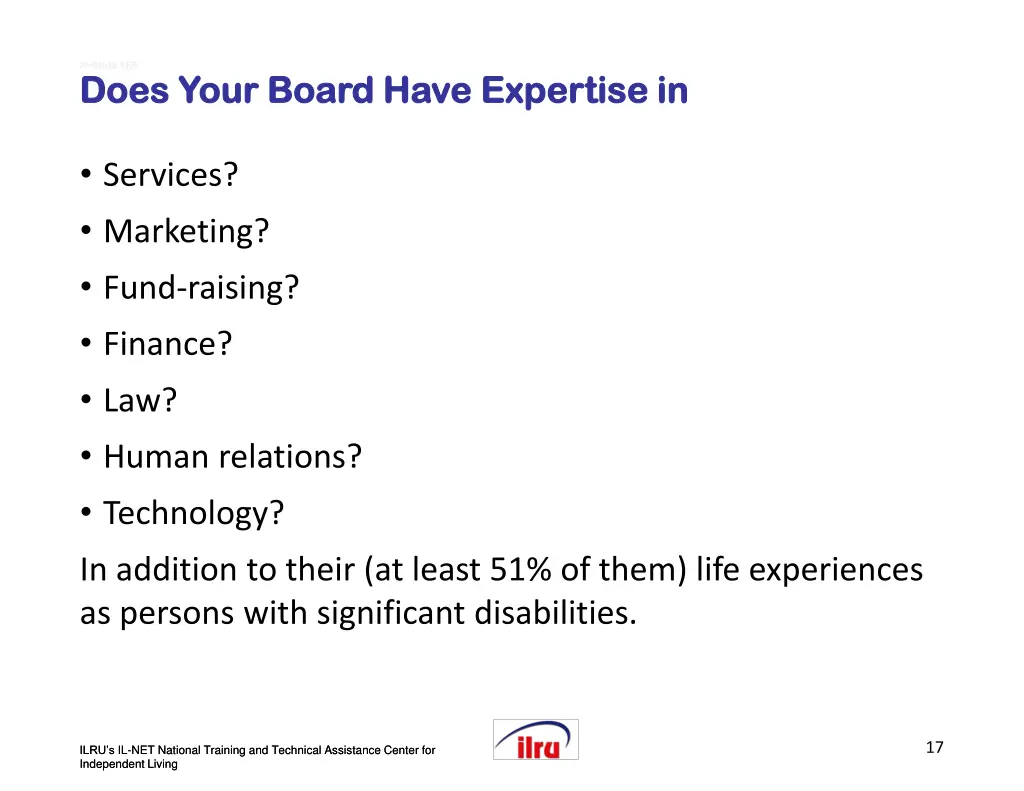 slide slide 165 does your board have expertise