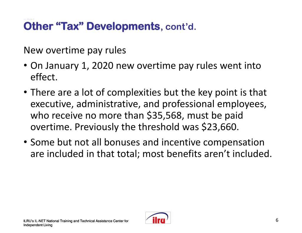 slide slide 6 6 other tax developments other