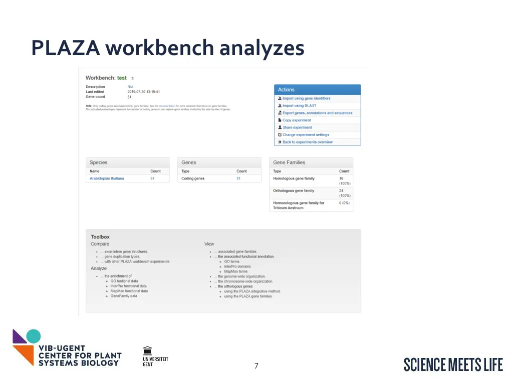 plaza workbench analyzes