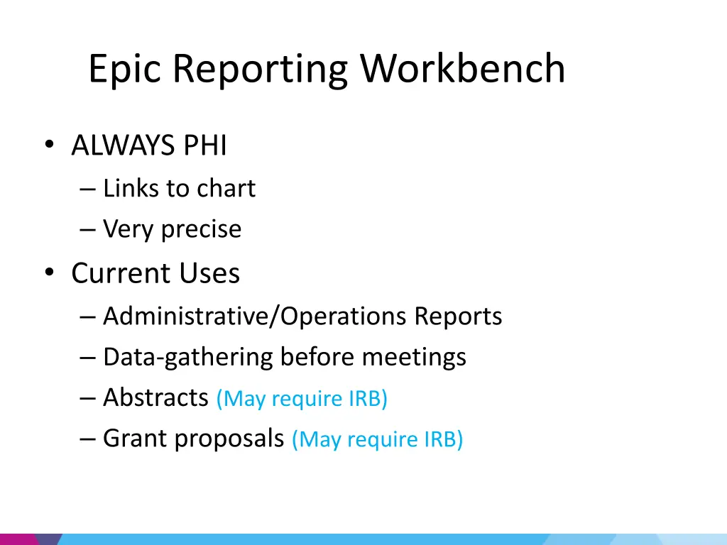 epic reporting workbench 1