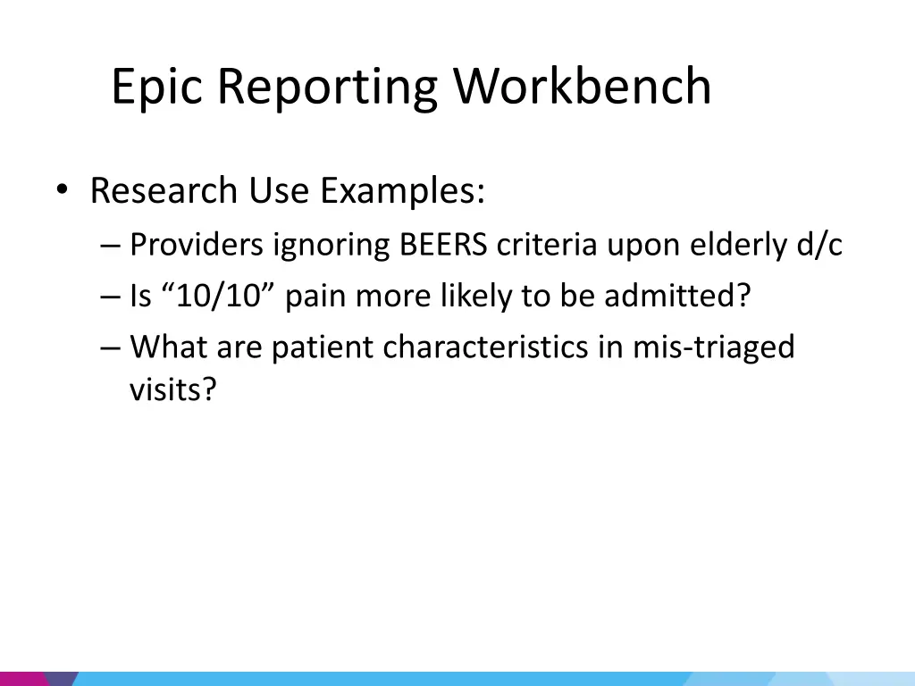 epic reporting workbench 3