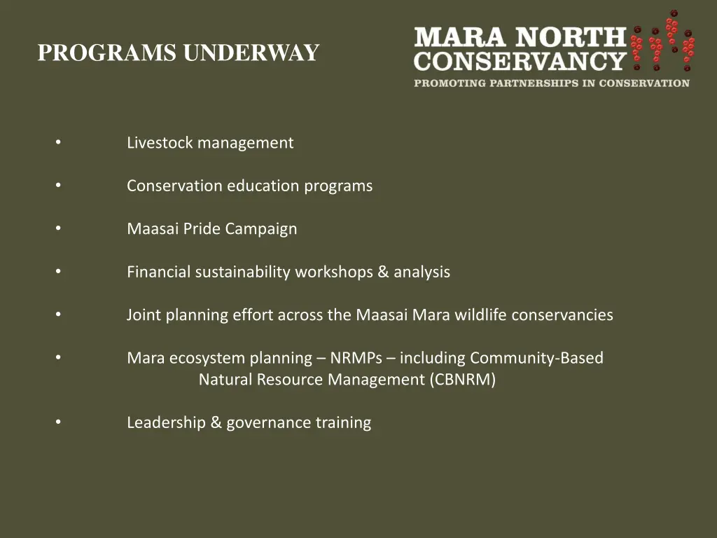 programs underway