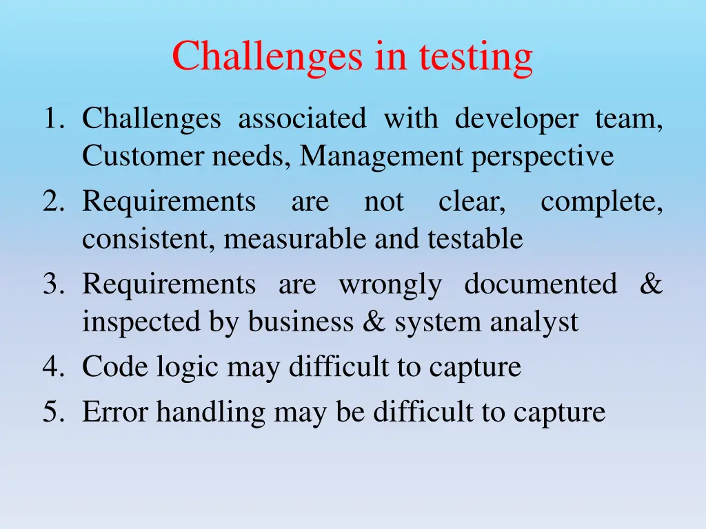 challenges in testing