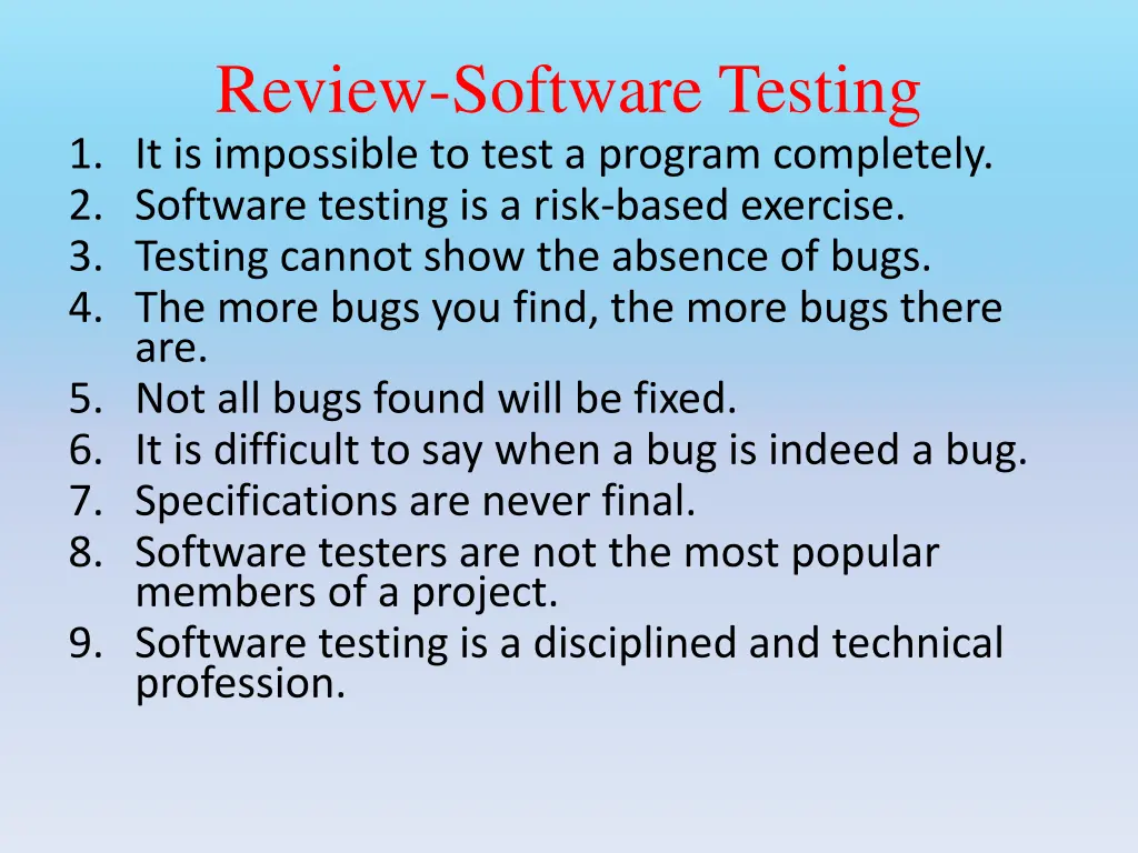 review software testing 1 it is impossible