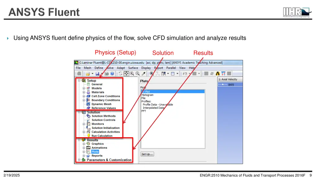 using ansys fluent define physics of the flow