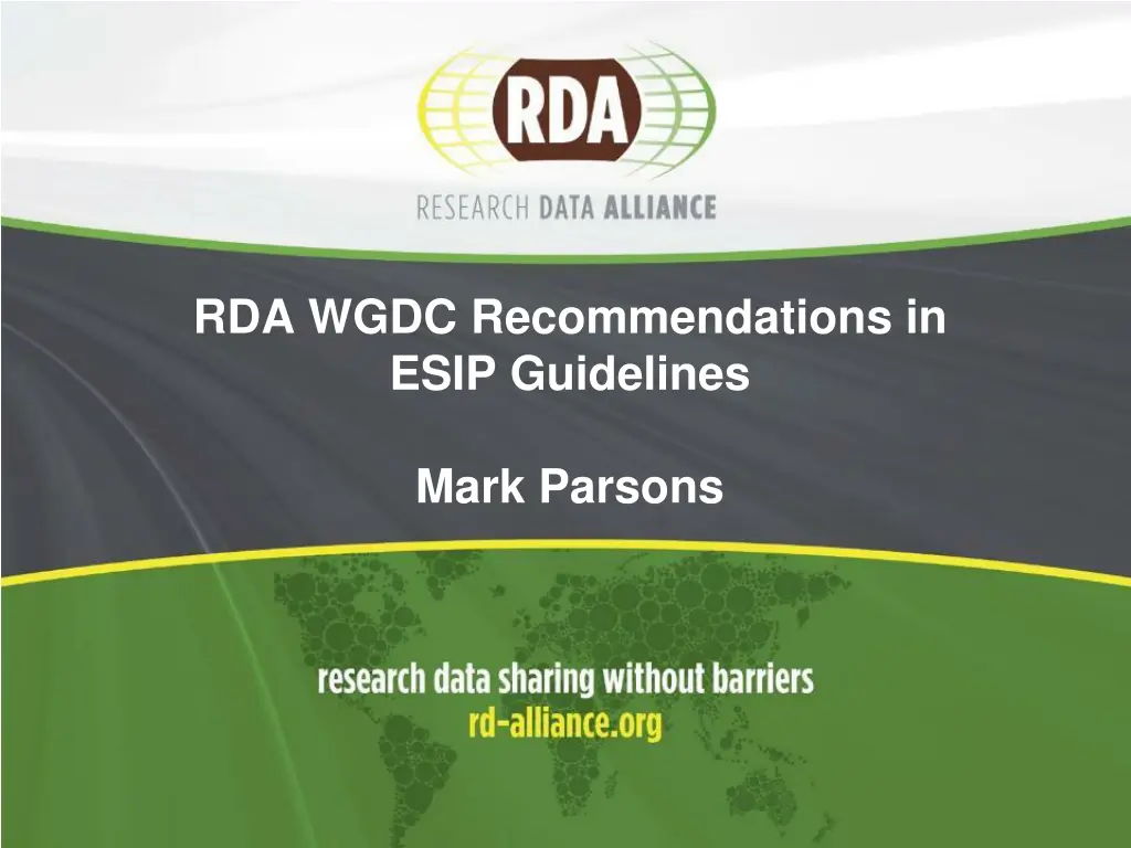 rda wgdc recommendations in esip guidelines