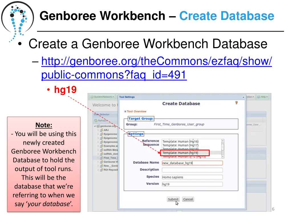 genboree workbench create database