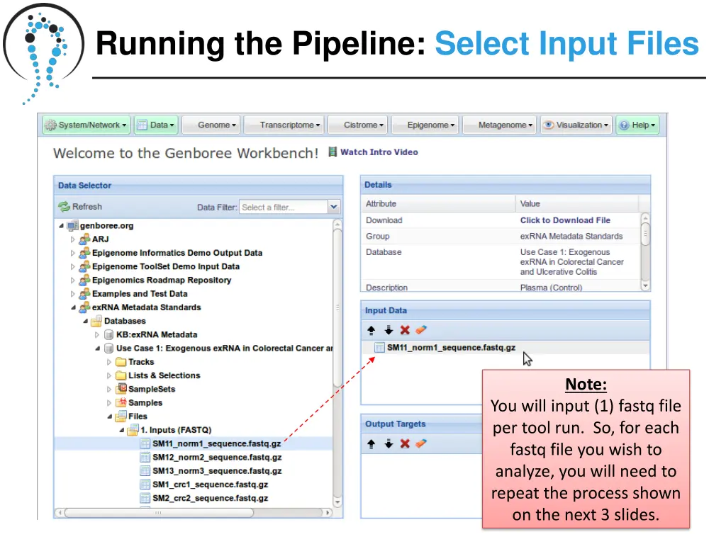 running the pipeline select input files