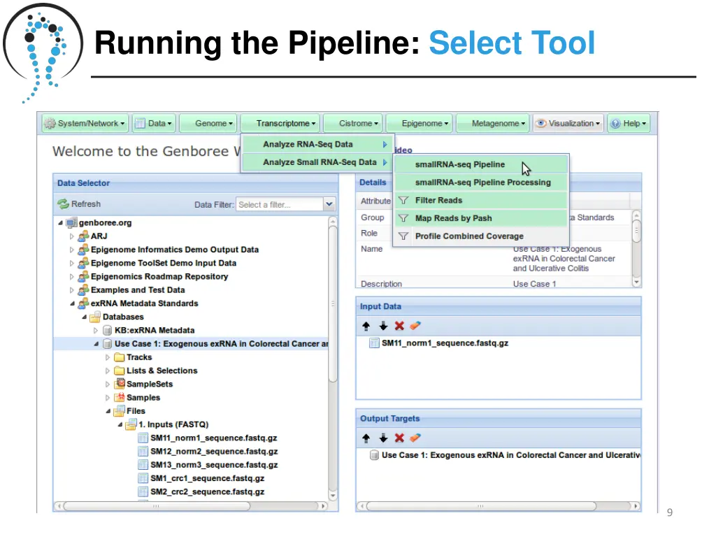 running the pipeline select tool