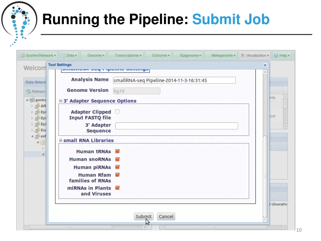 running the pipeline submit job
