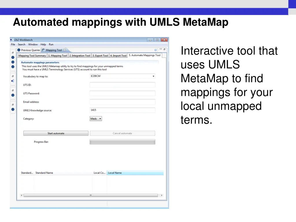 automated mappings with umls metamap