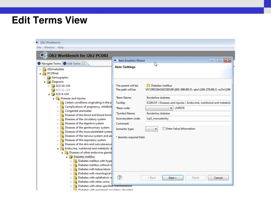 edit terms view