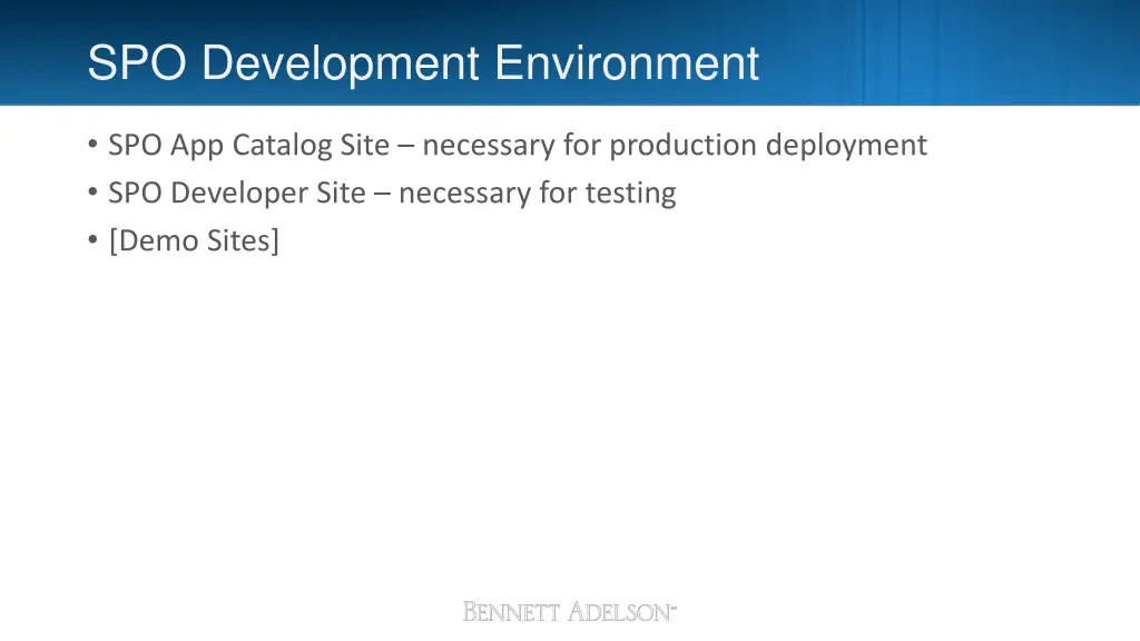 spo development environment